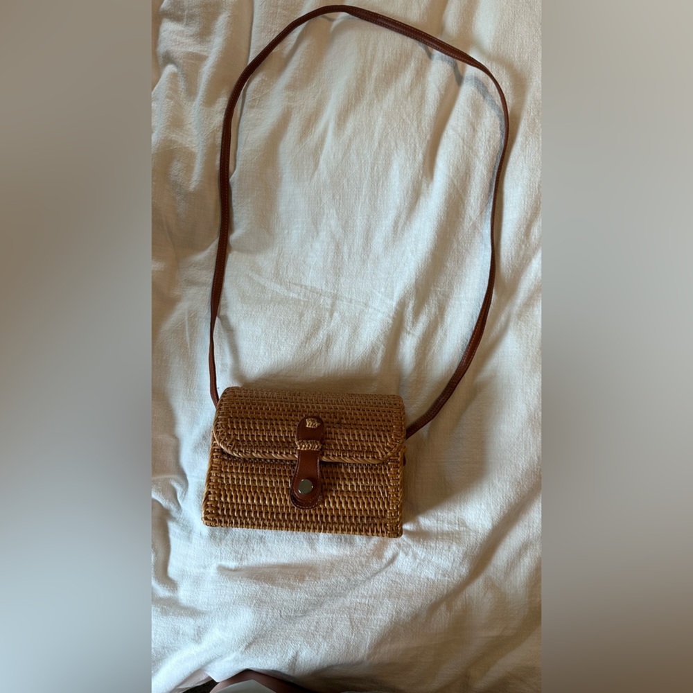 Brown Woven Crossbody Bag